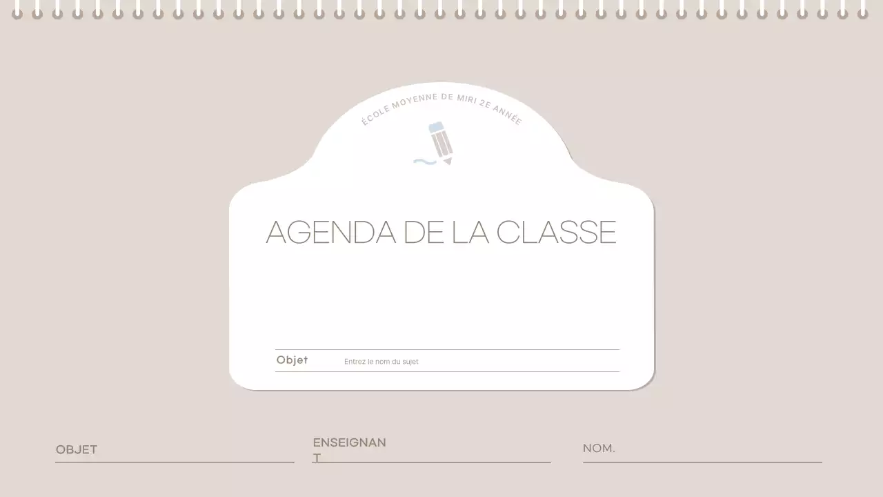 agenda de classe minimaliste beige calendrier