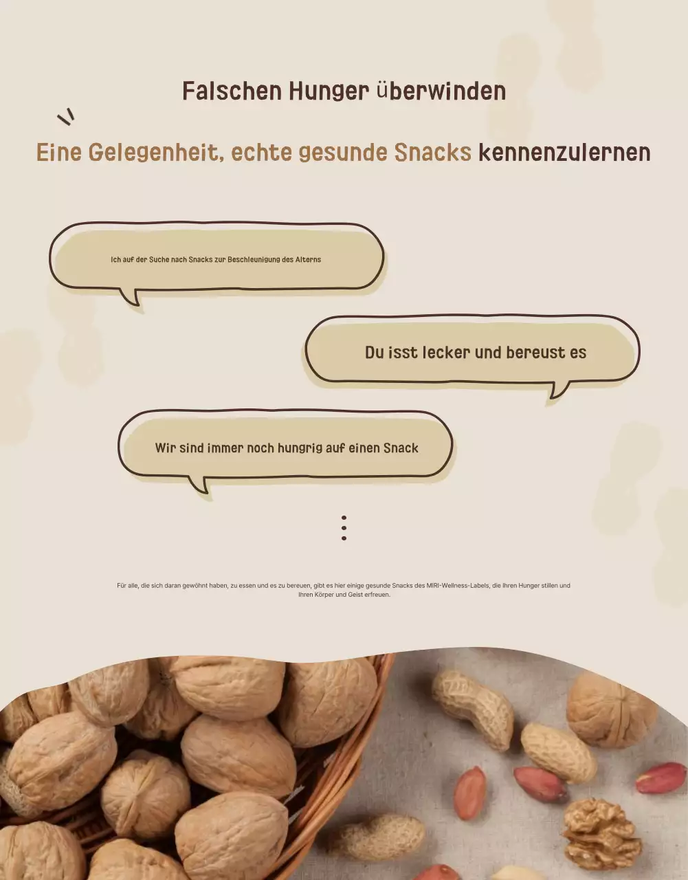 Förderung einer Ausstellung für gesunde Snacks in Beige und Braun