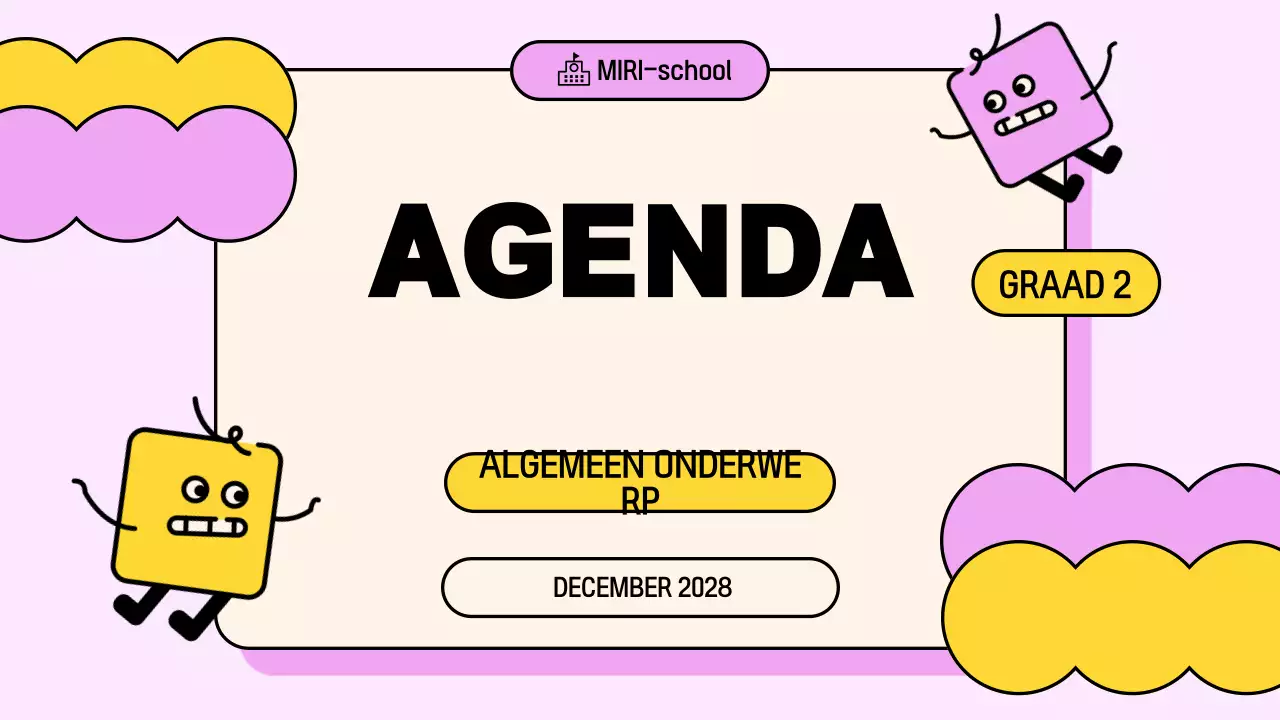 Roze Geel Speelse Klas Agenda Presentatie