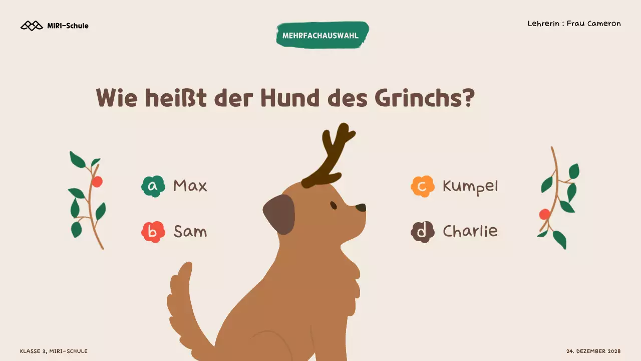 Illustratives Weihnachtsquiz für Kinder und SchülerInnen