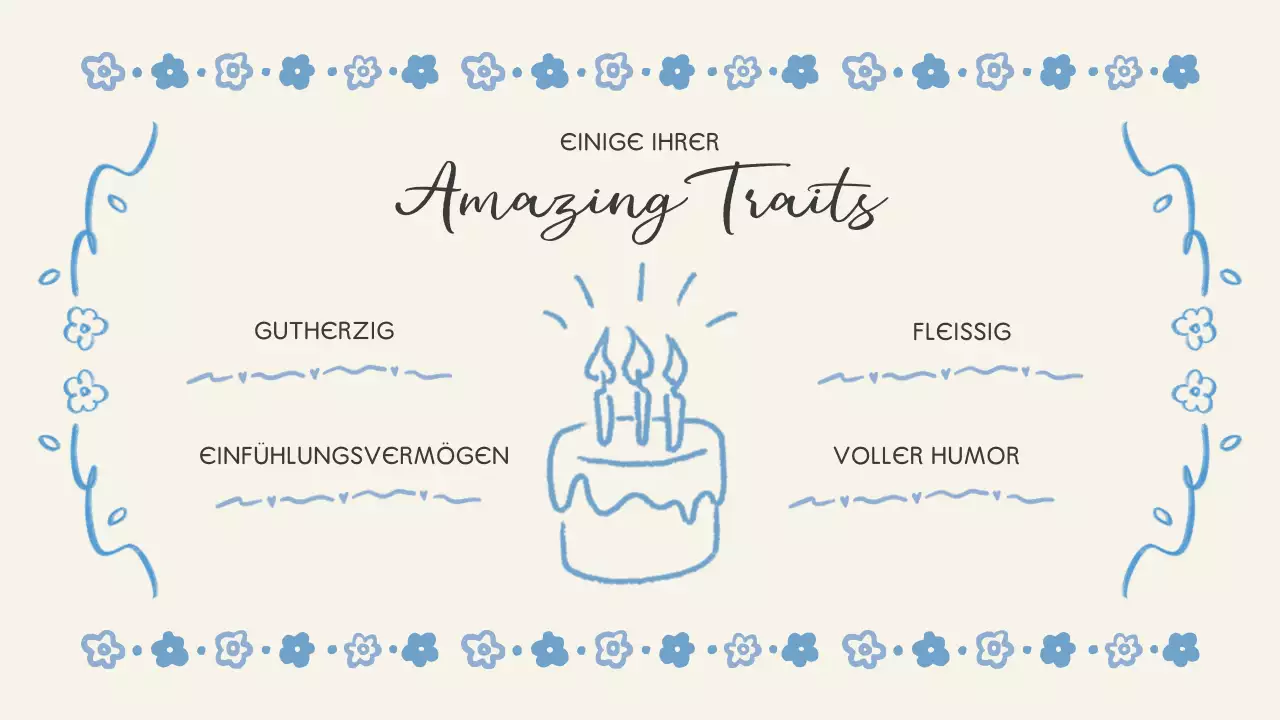 blau geblümt Geburtstag Veranstaltung