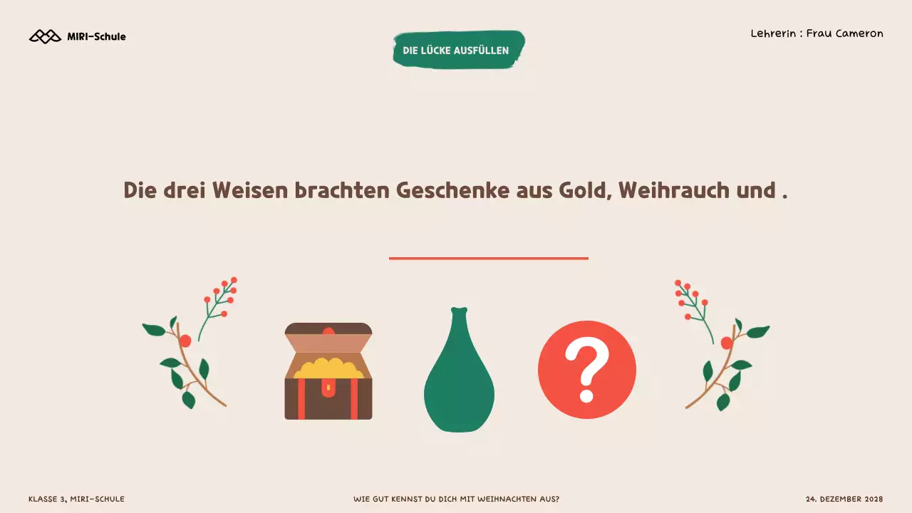 Illustratives Weihnachtsquiz für Kinder und SchülerInnen