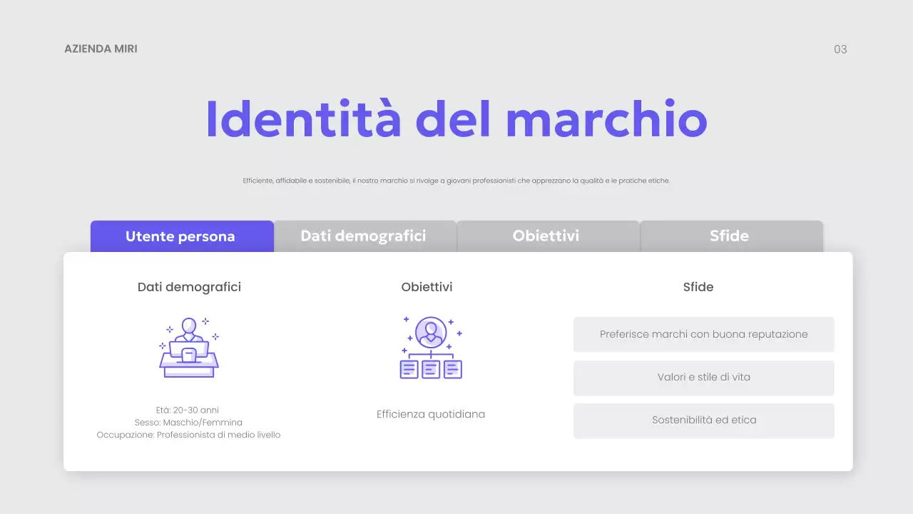 presentazione del piano di marketing moderno viola