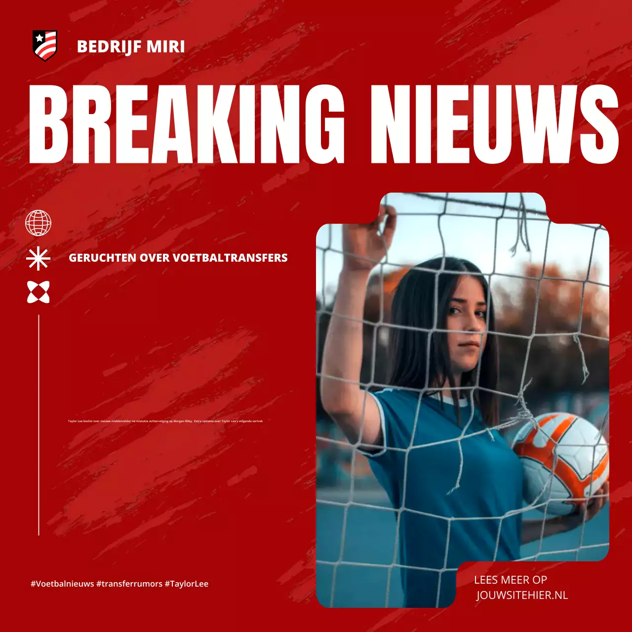 rood modern voetbal aankondiging