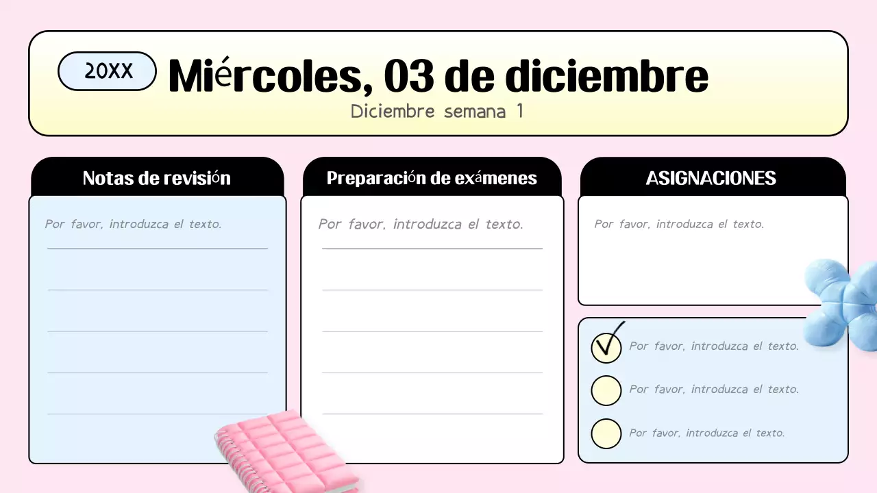 agenda de clase rosa de moda