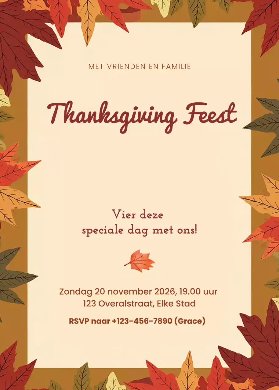 uitnodiging voor traditionele Thanksgiving