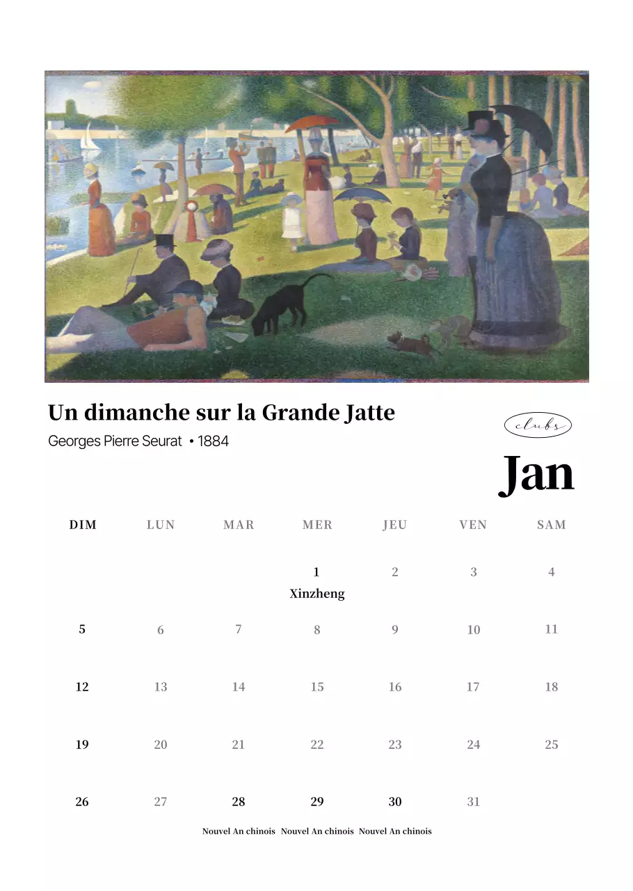 Calendrier de l'art classique