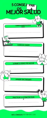 Infografía sobre consejos de salud en blanco y verde