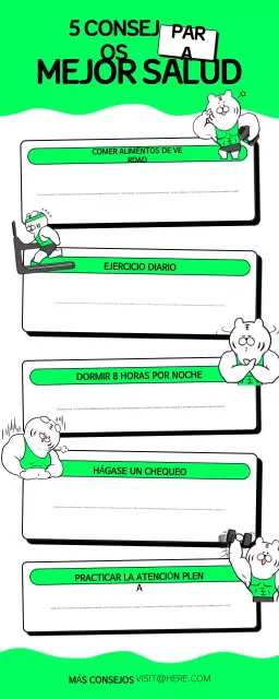 Infografía sobre consejos de salud en blanco y verde