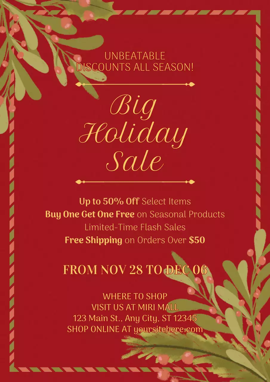 Red Traditional Holiday Promotion Poster