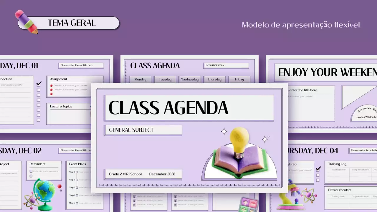agenda educativa simples e arroxeada