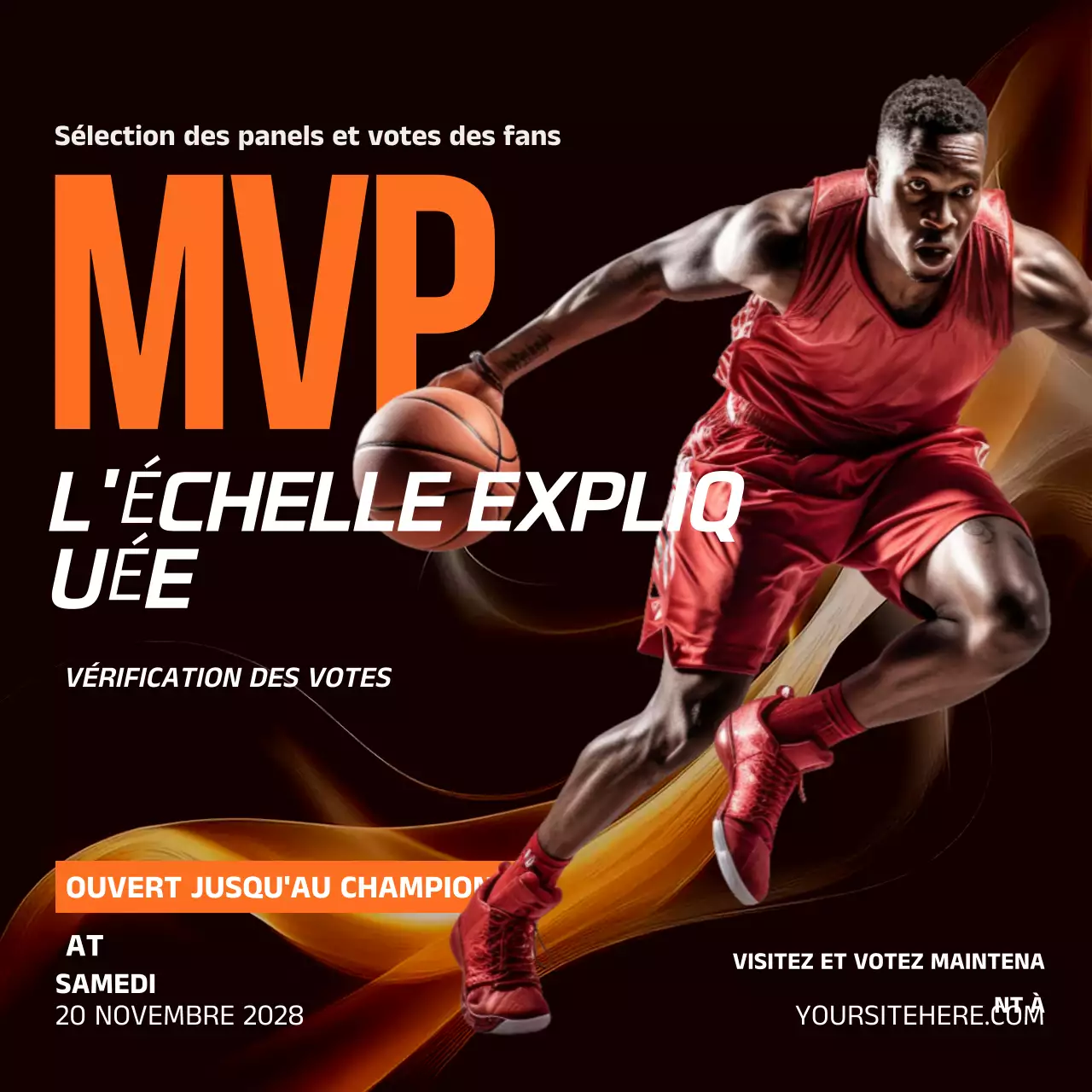 Basket-ball noir et orange Échelle MVP Post Instagram