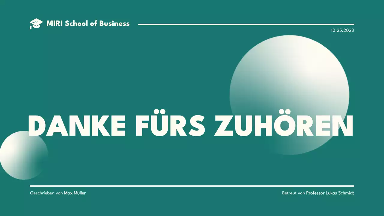 Minimalistische Thesenpräsentation in Grün