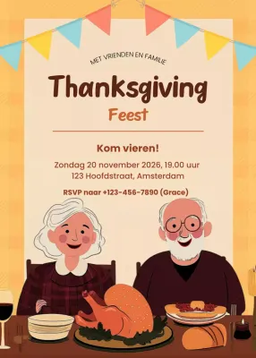 uitnodiging oranje vintage bedankje