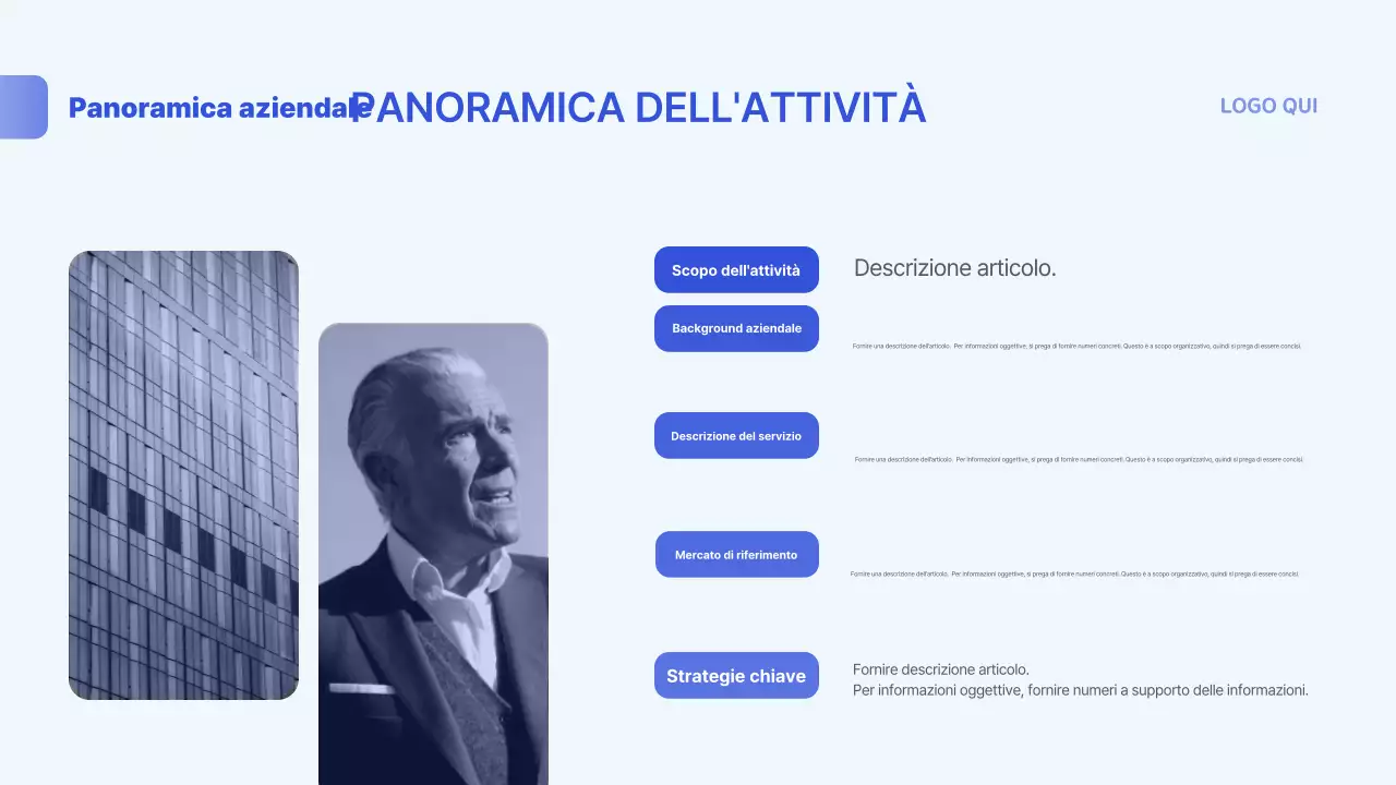Passaggio delle informazioni di default del report blu