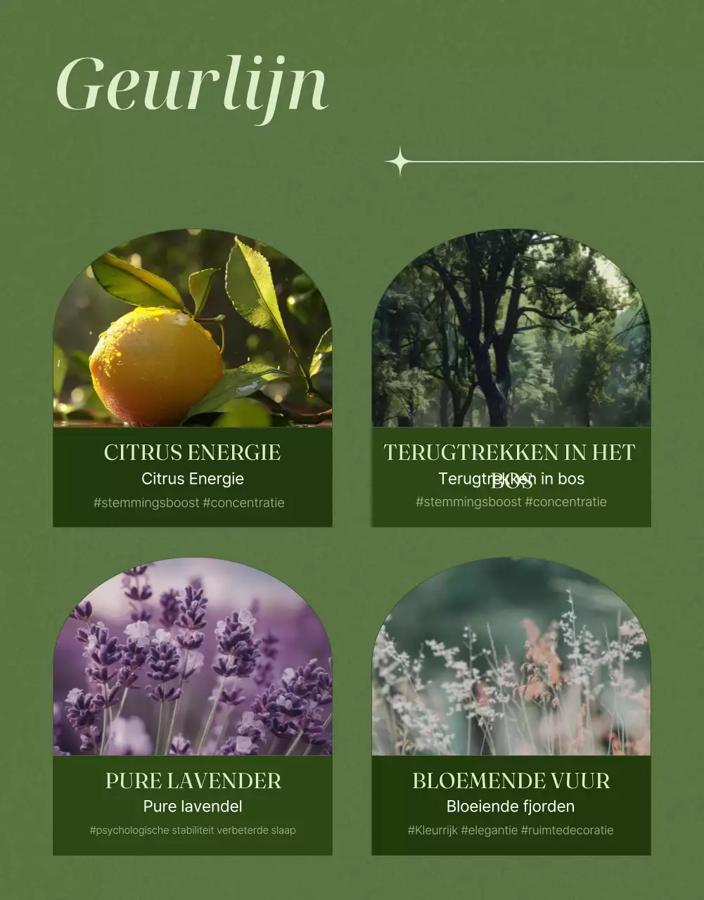 Groene minimalistische geurproducten promoten