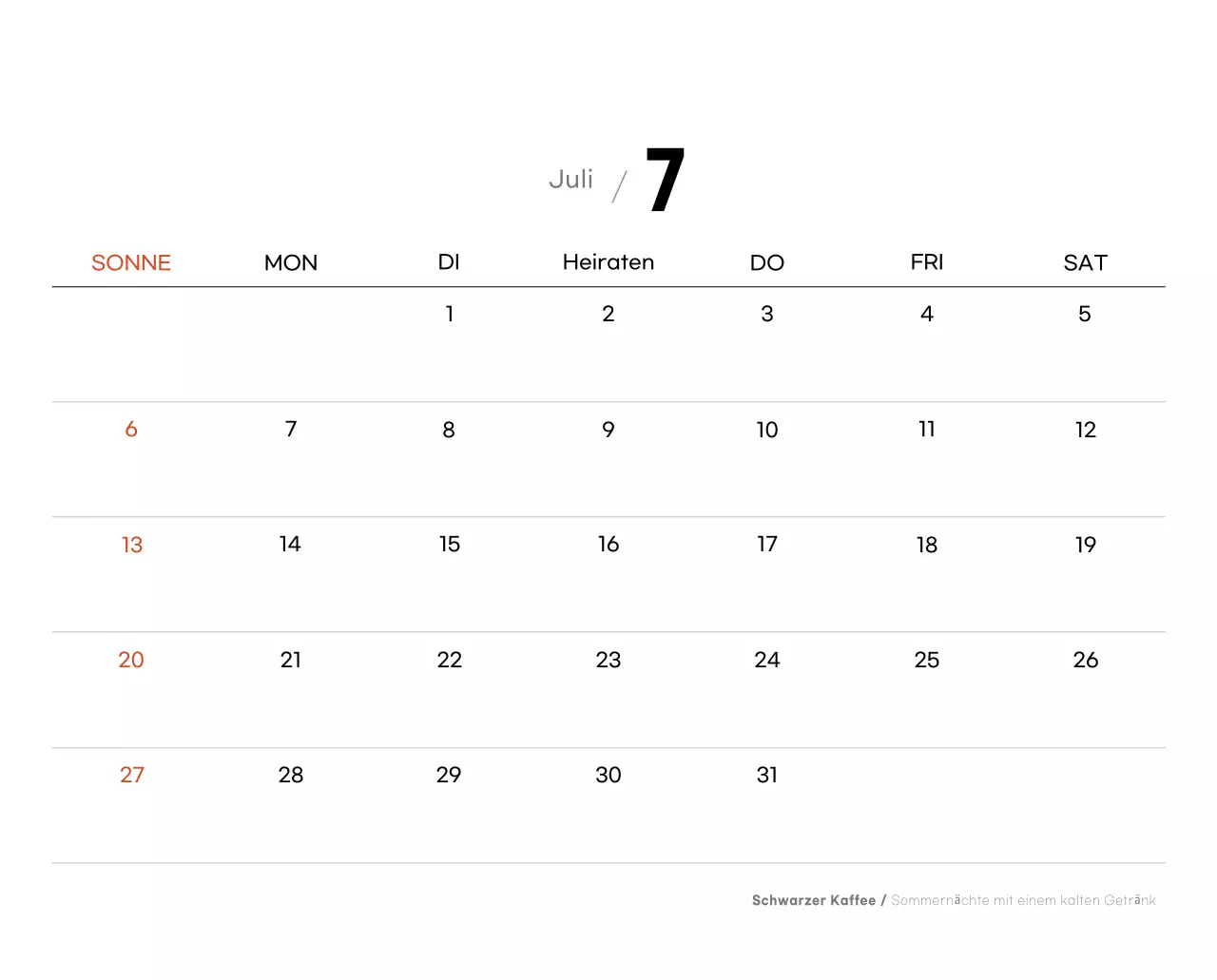 Grauer minimalistischer Kaffeekalender