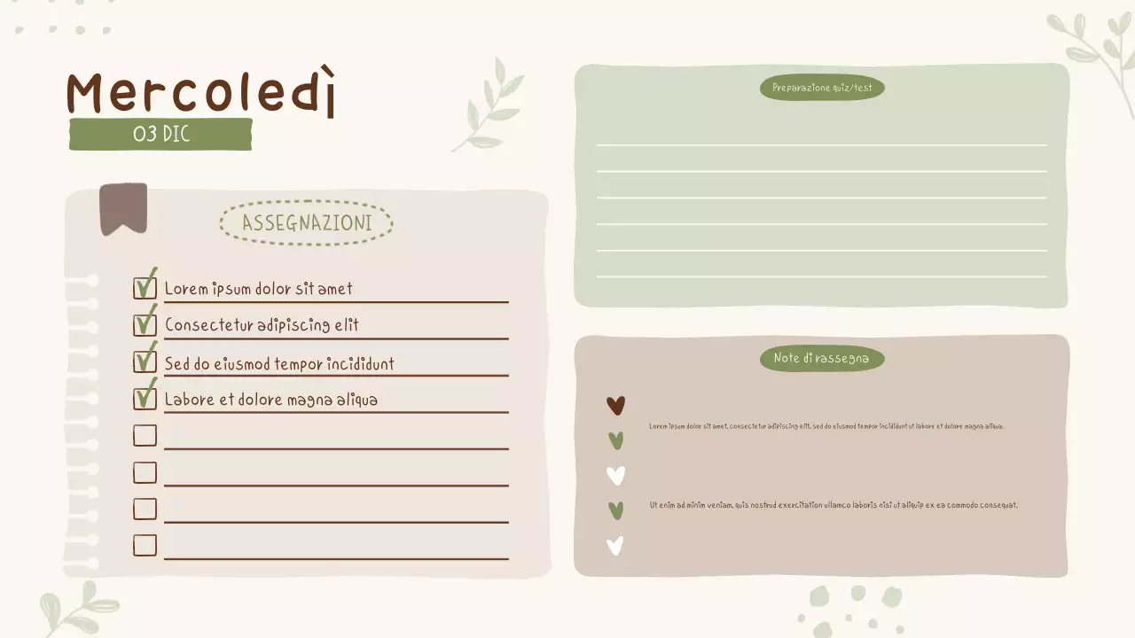 Presentazione dell'agenda della classe Pastello