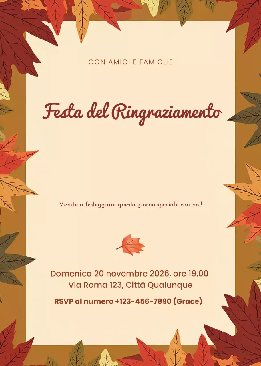 invito tradizionale arancione per il Ringraziamento