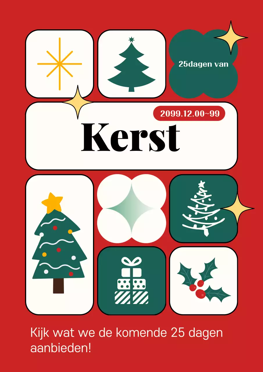 Rood Retro Kerstmis Evenement