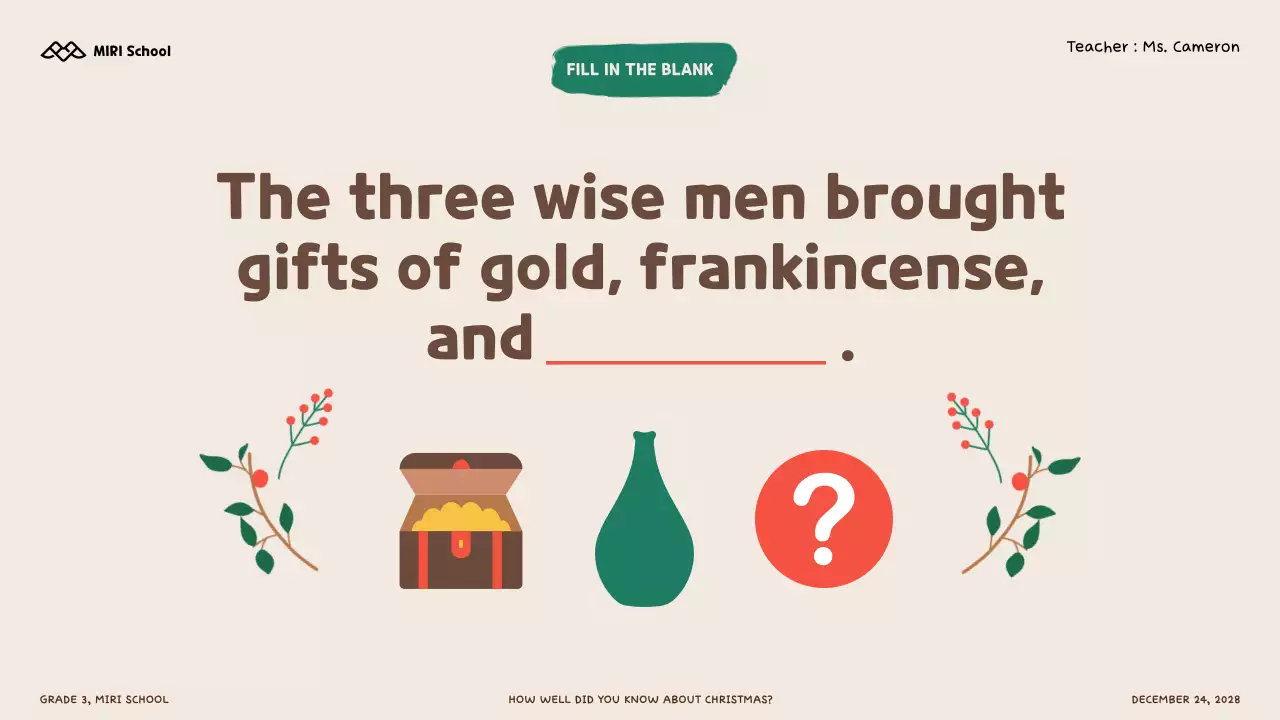 Illustrative Christmas quiz for kids and school students