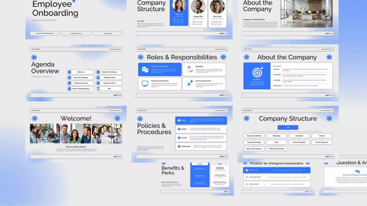 Présentation d'entreprise moderne de couleur bleue