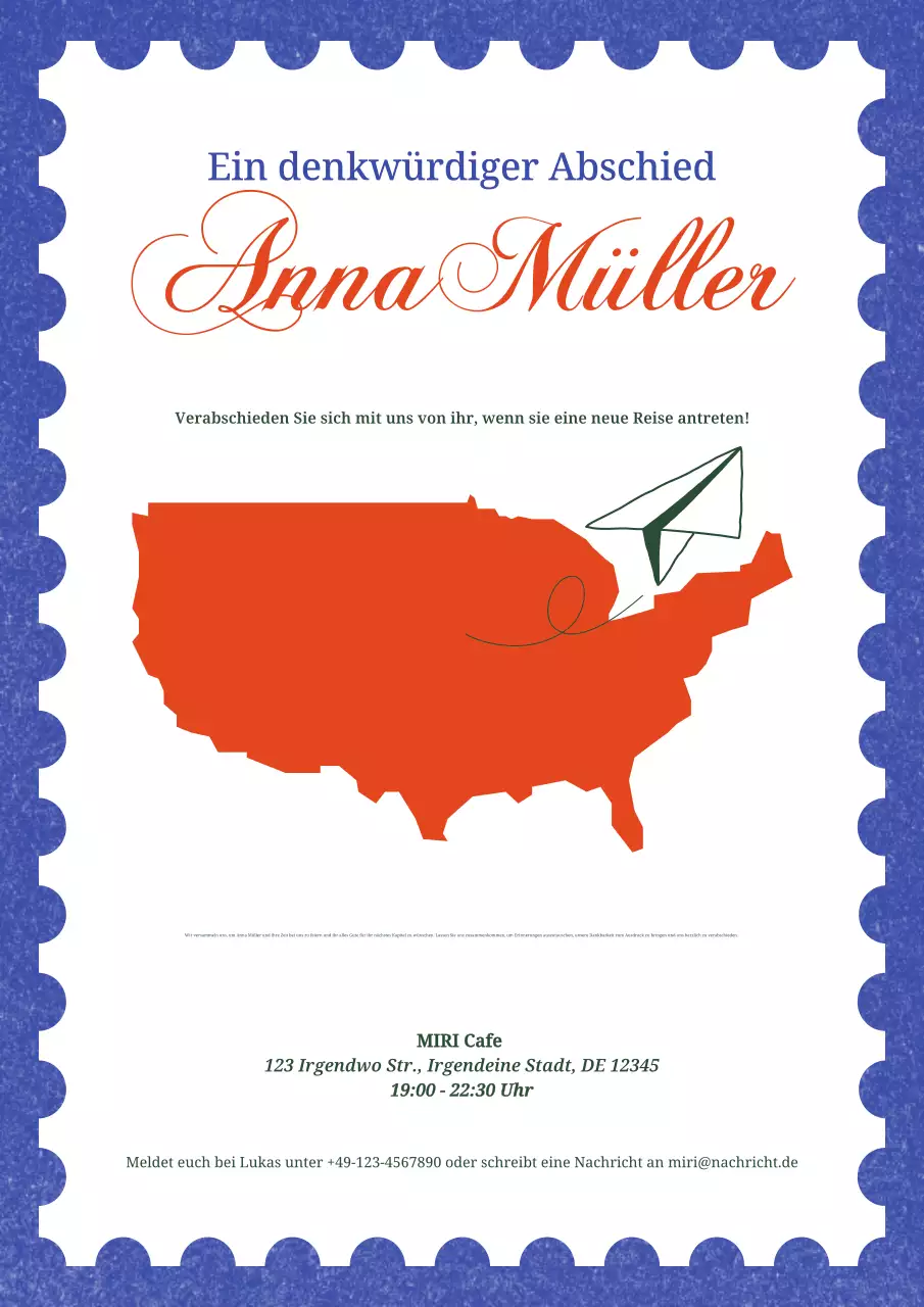 blau klassisch einladung zum abschied