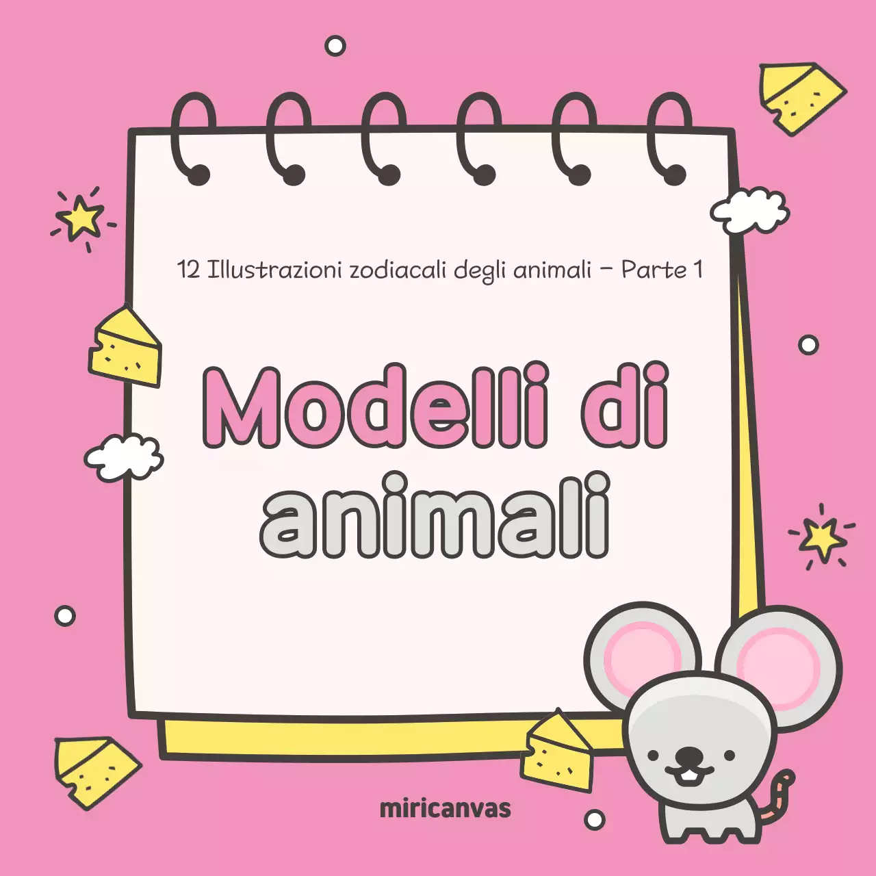 12 adorabili copertine di animali dello zodiaco in rosa e giallo