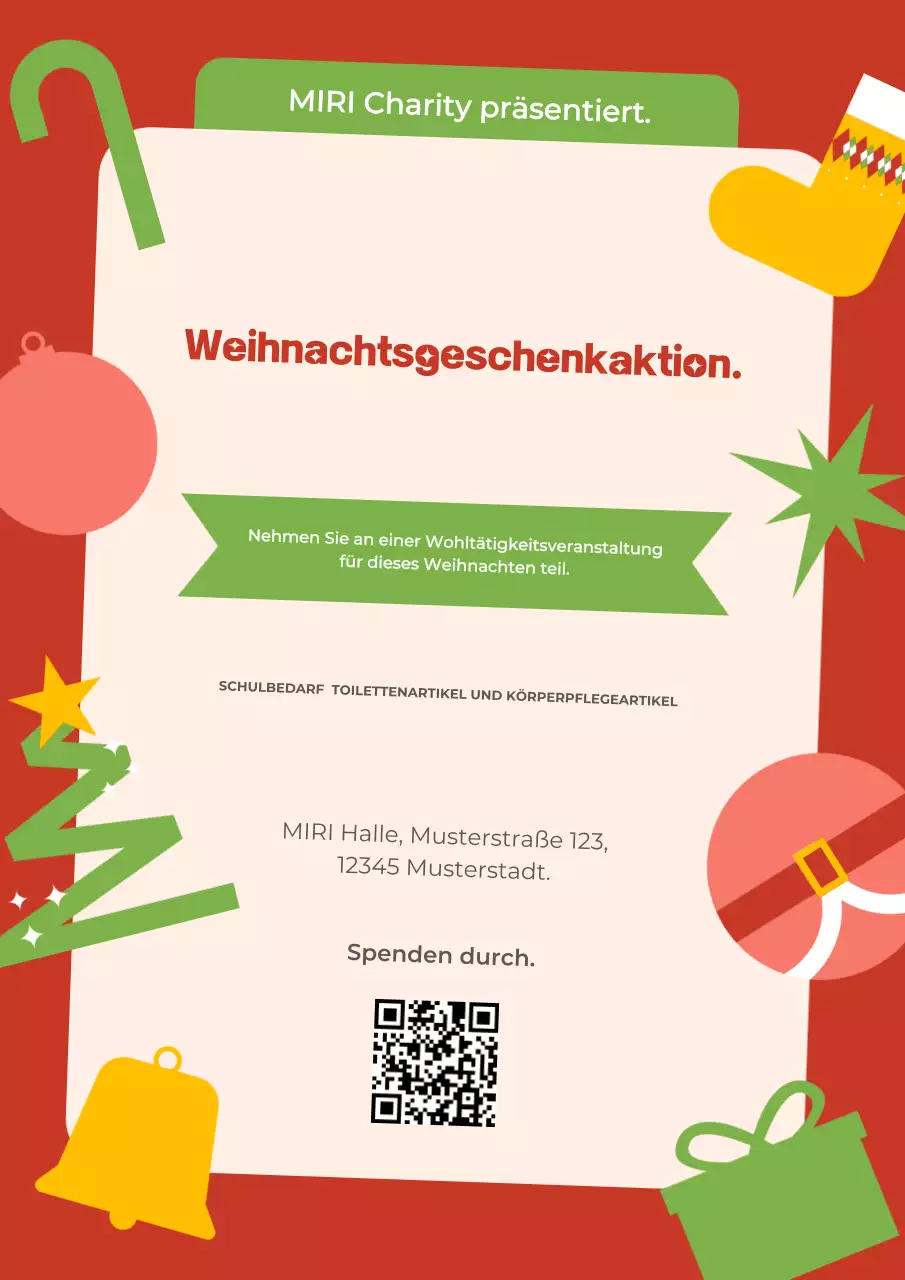 Rote festliche Weihnachts-Wohltätigkeitsanzeige