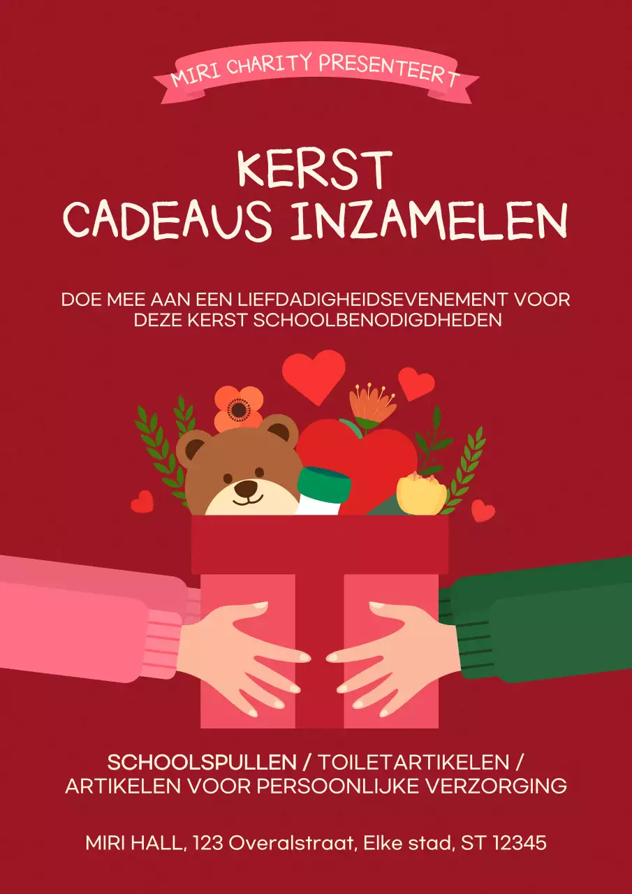 rode feestelijke liefdadigheidsaankondiging