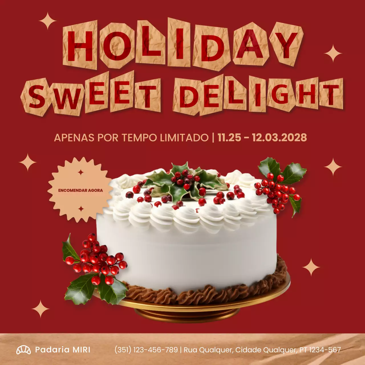 promoção do bolo de Natal vermelho festivo publicação nas redes sociais