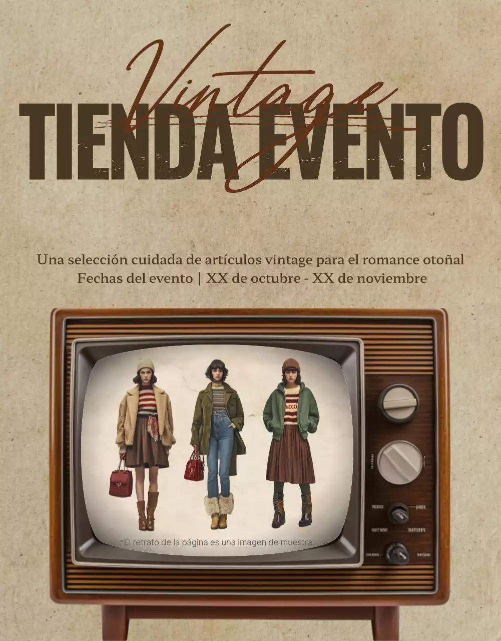 Promover la venta de artículos de moda marrón y vintage