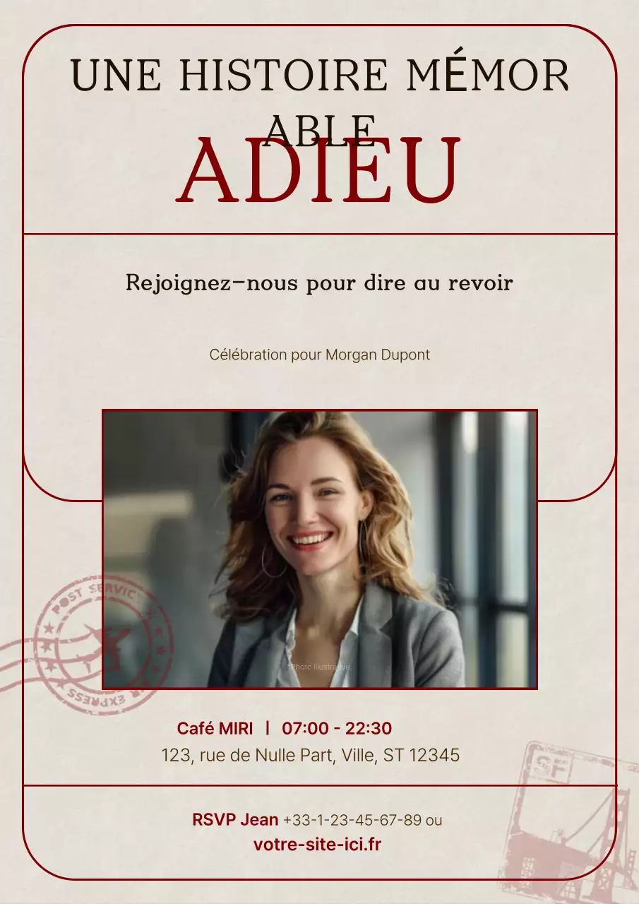 Invitation à une fête d'adieu simple et mémorable de couleur beige