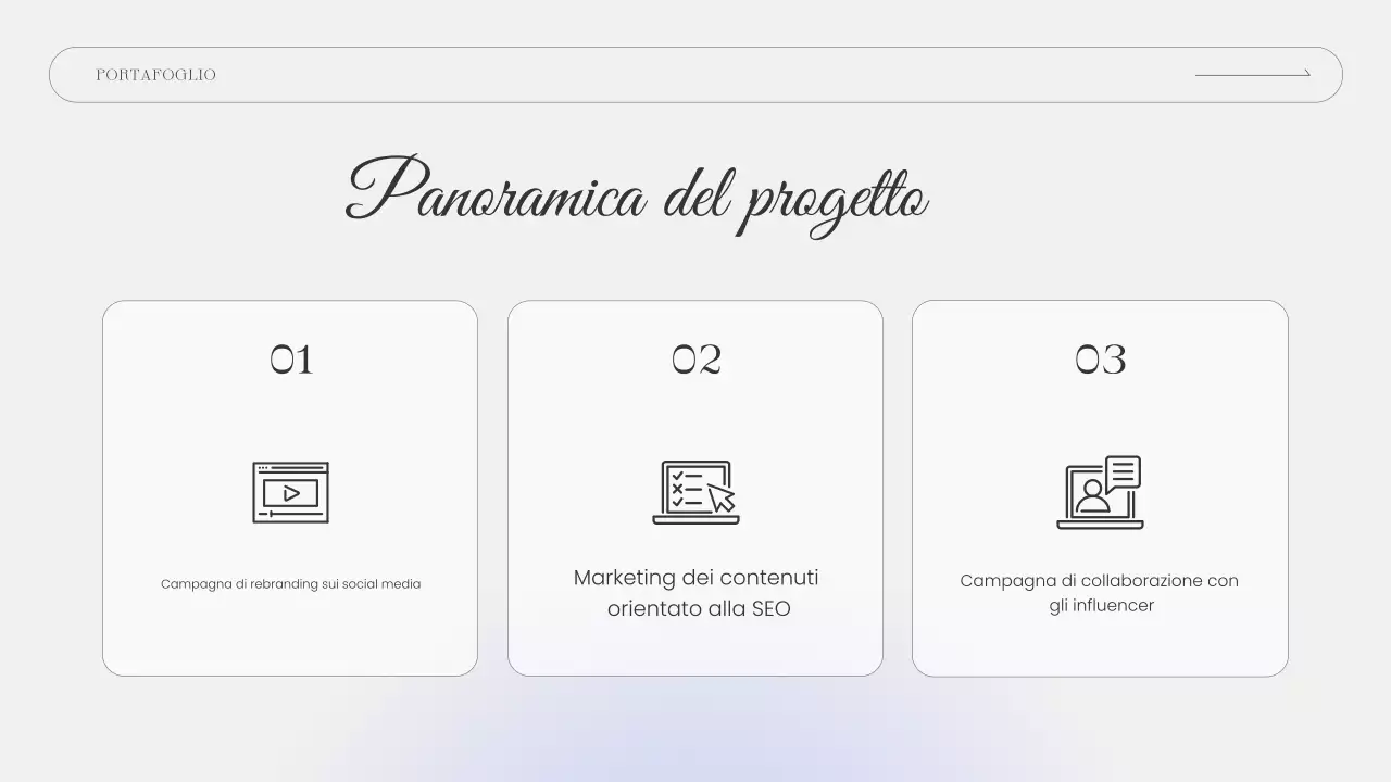 presentazione del portafoglio grigio moderno