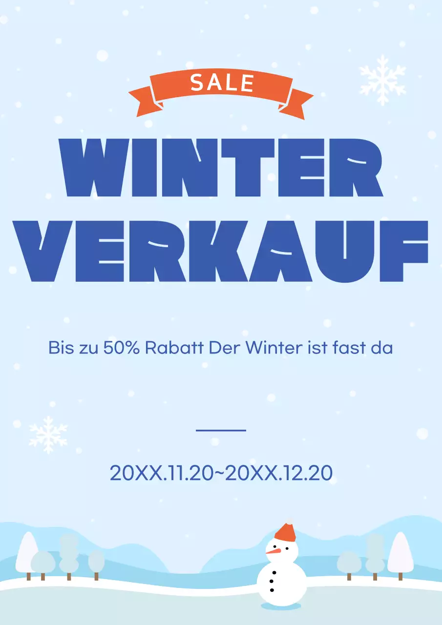 Hellblaue saubere Winteranzeige