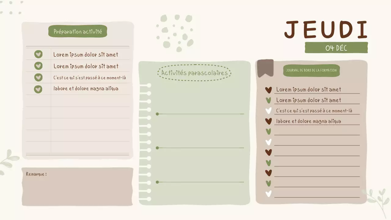 Présentation de l'agenda de la classe Pastel