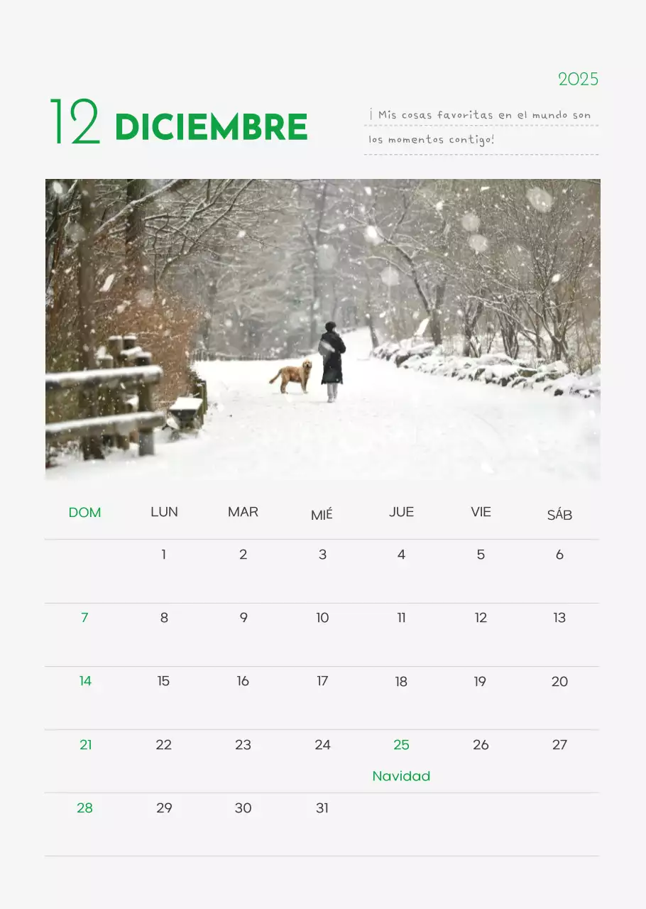 Calendario Abstracto Simple Animal