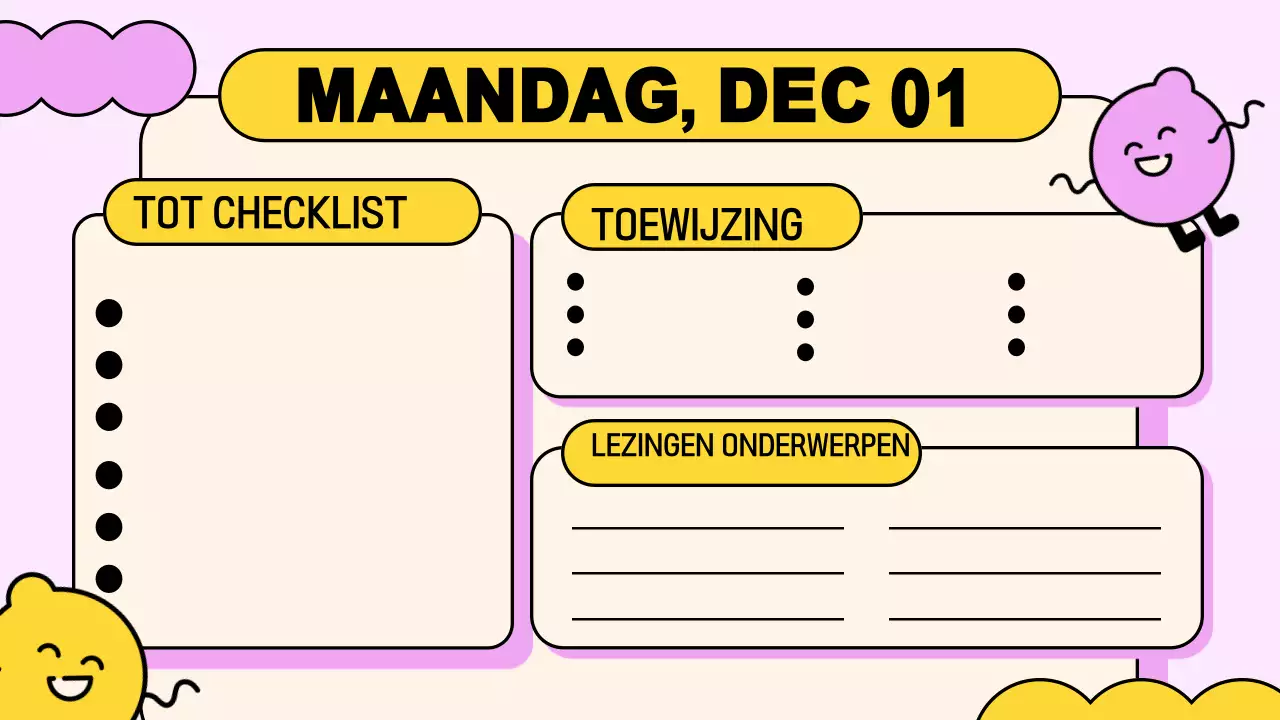 Roze Geel Speelse Klas Agenda Presentatie