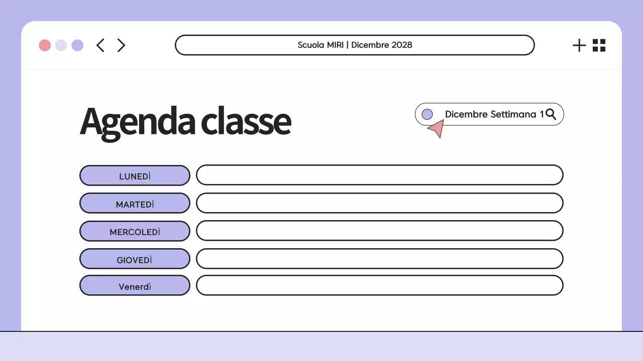 Illustrazione viola Presentazione dell'agenda di classe