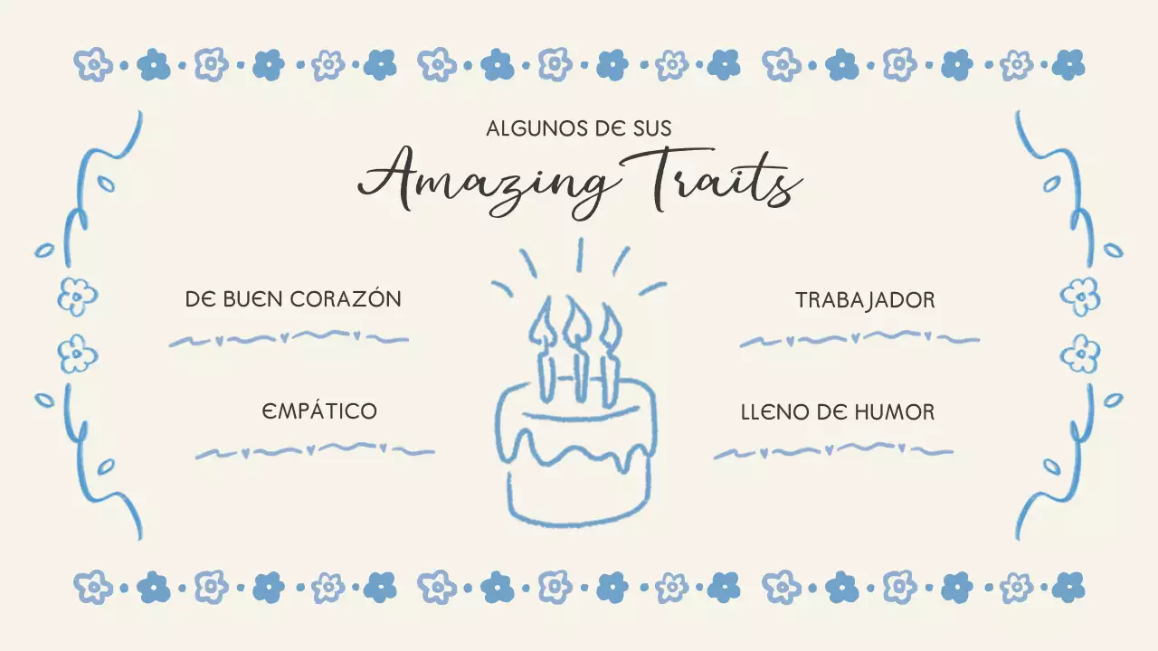 cumpleaños floral azul