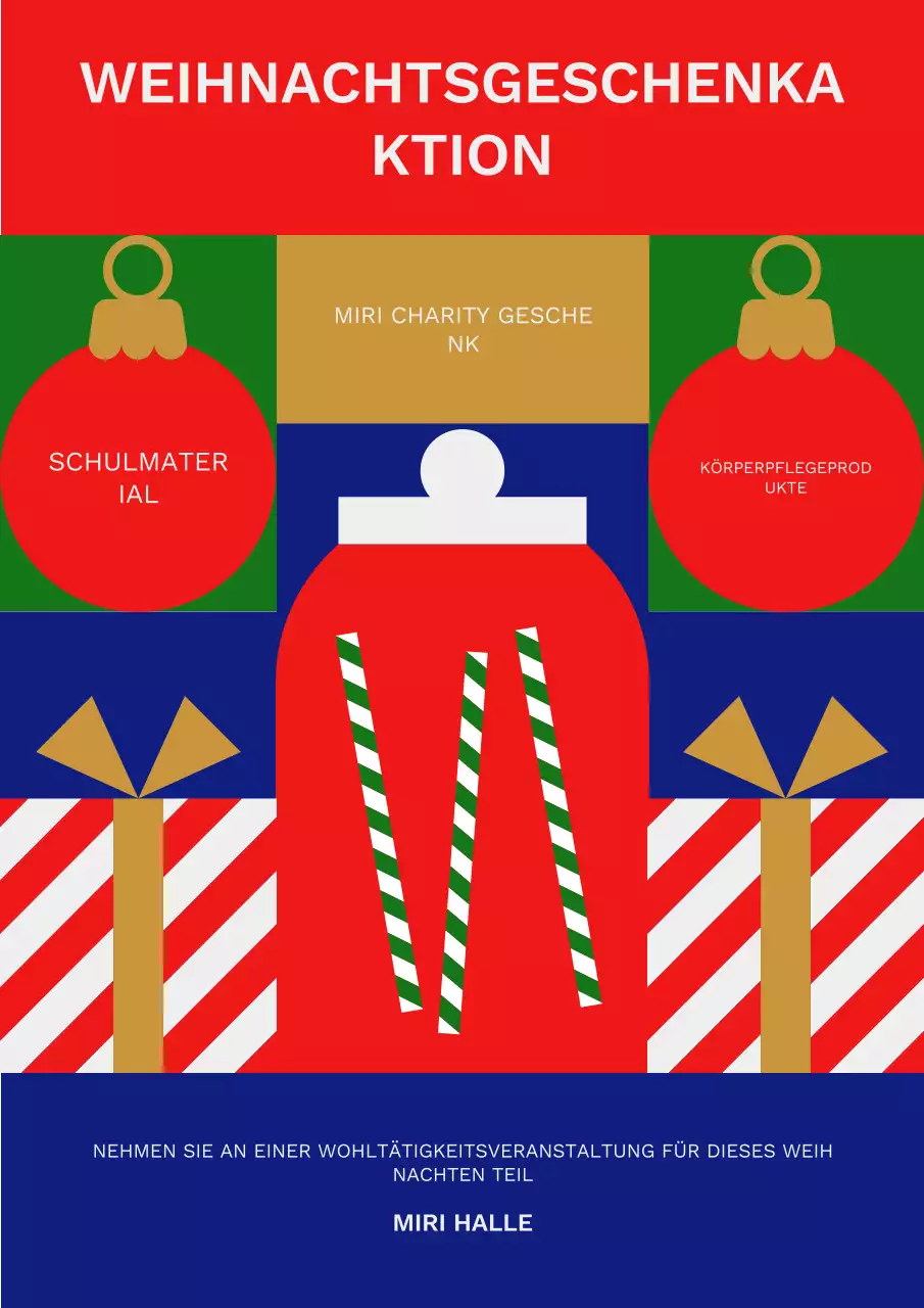 rote geometrische weihnachtswohltätigkeitsanzeige