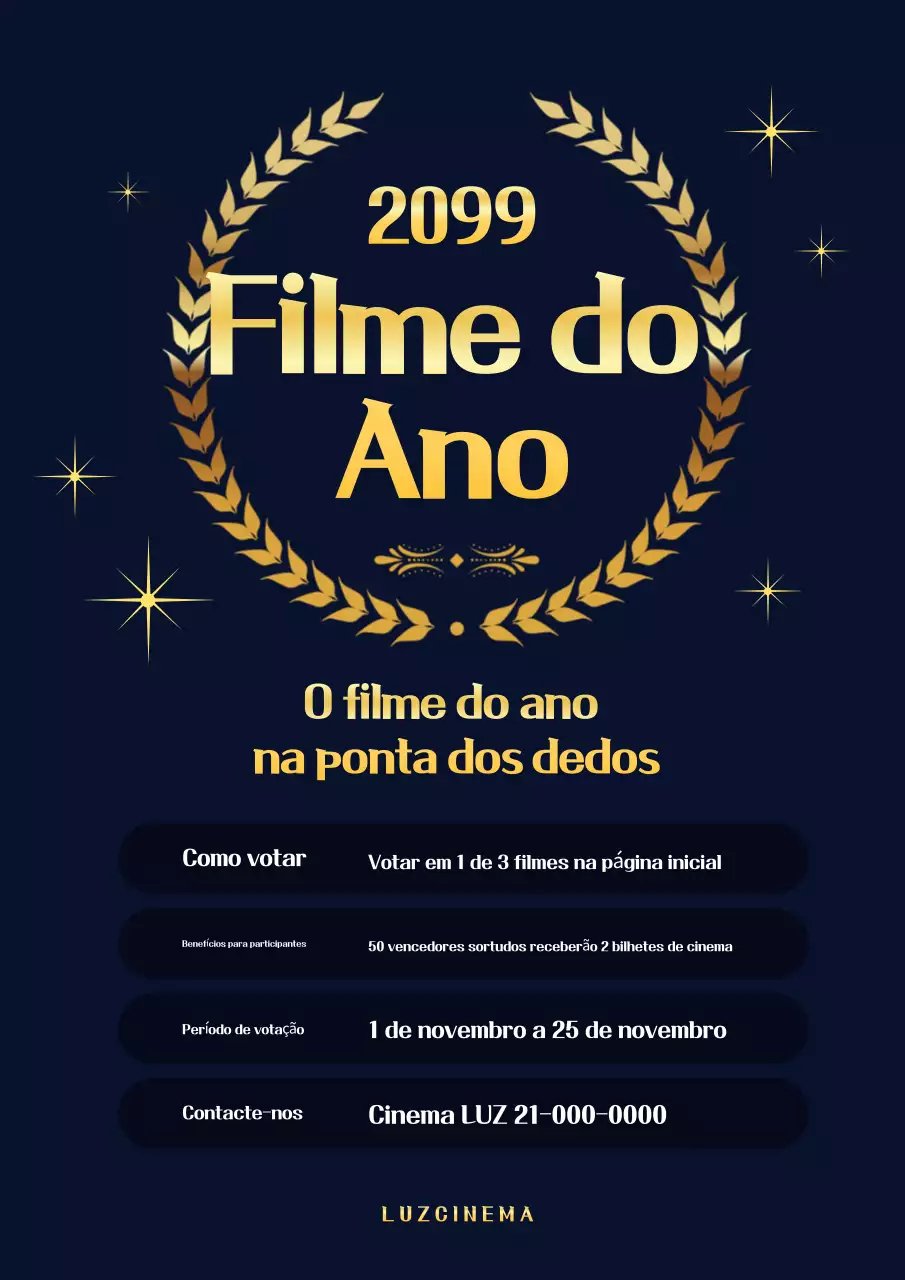 Promover a votação do filme clássico do ano em dourado e azul-marinho