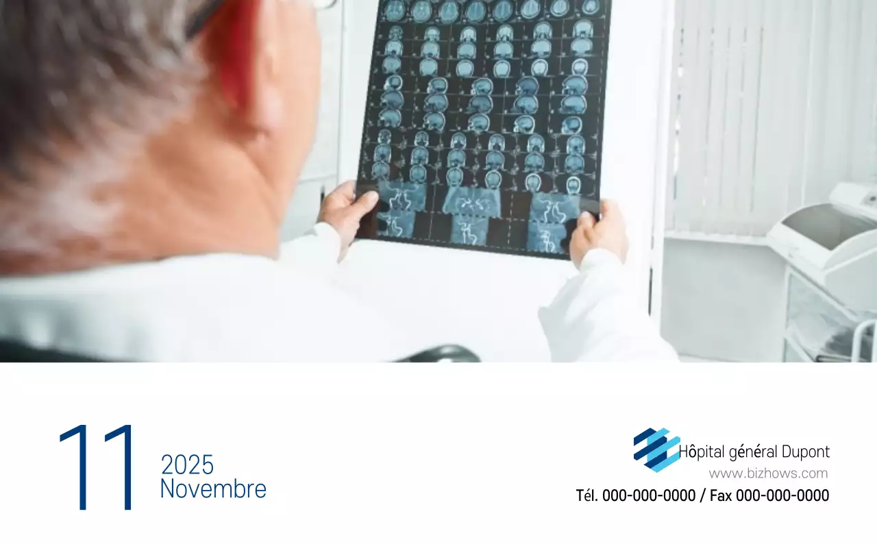 Calendrier promotionnel d'hôpital simple blanc marine