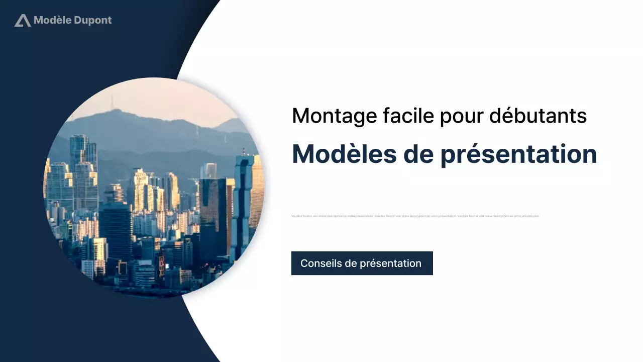 Présentation moderne bleu marine Description