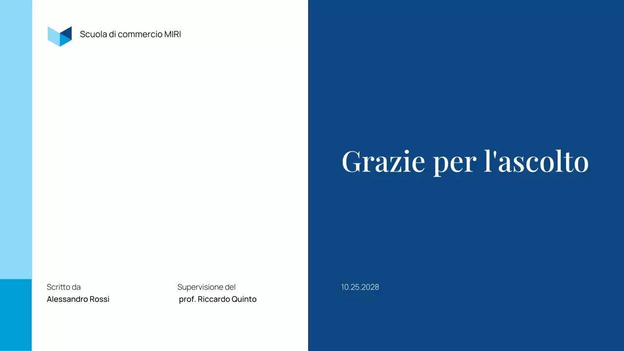 presentazione di tesi professionale blu