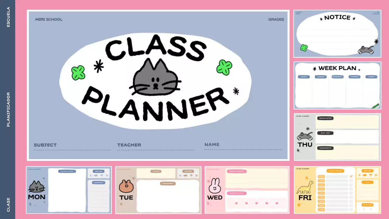 planificador de clases rosa cute