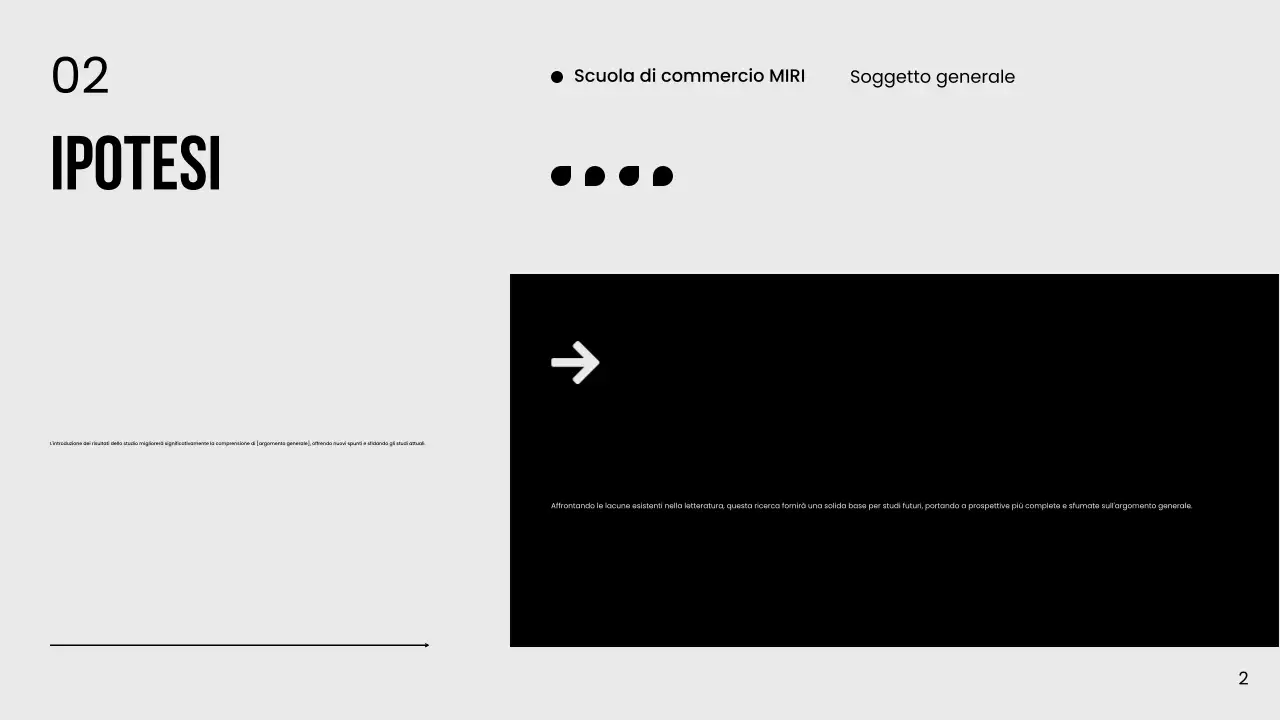 Tesi pubblicitaria minimale in bianco e nero