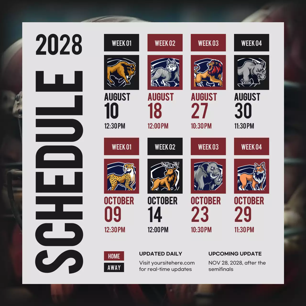 Black Modern Sports Schedule Social Media Post