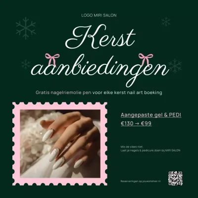 TRENDY ESTHETISCHE SCHATTIGE NAGELSALON PROMO KERSTAANBIEDING SOCIAL MEDIA POST