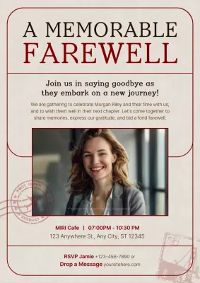 Beige Classic Farewell Invitation Poster